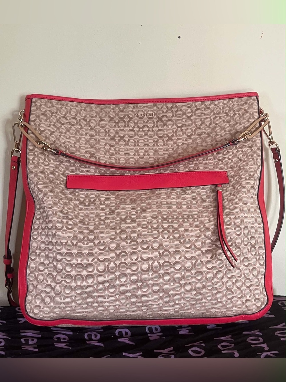 Coach Signature Canvas Shoulder Bag with Longer Strap